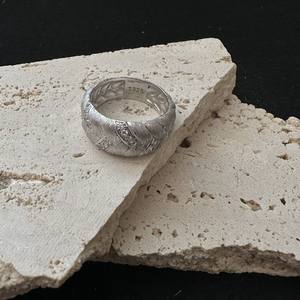 Bague en argent pur S925, diamant étincelant, motif d'épi de blé brossé à l'italienne, style rétro, mode, luxe léger, vente en gros de bijoux en argent - Product Image 4