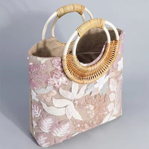 Novedad de verano, bolsos tejidos con bordado de purpurina, <span class=keywords><strong>bolso</strong></span> De playa grande a la moda para Mujer, bolsos informales De estilo bohemio para la playa, Bolsos rosas De Mujer - Product Image 5