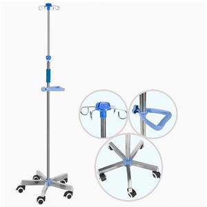 Venta caliente de acero inoxidable, altura ajustable fácil de mover soporte de infusión de hospital soporte de goteo IV poste - Product Image 1