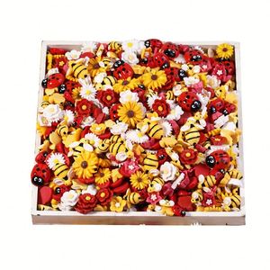 Pegamento de resina con diseño de abeja y girasol de dibujos animados, parche para funda de teléfono, parche para refrigerador, llavero de resina con parte trasera plana - Product Image 5