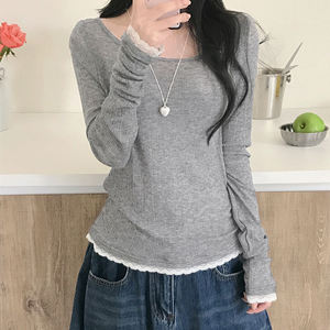 Camiseta de Manga Larga con Cuello Redondo, Estilo Simple e Informal para Mujer, Ajustada, Ecológica, Ligera y Fácil de Combinar - Product Image 2