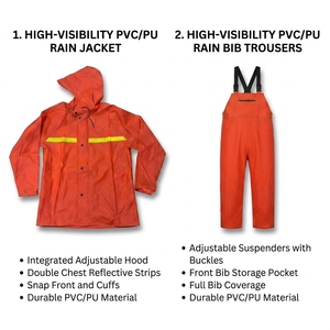 Completo da Pesca Impermeabile di Alta Qualità per Pescatori, Giacca Riflettente Rinforzata + Pantaloni con Pettorina, Pantaloni Resistenti per Adulti - Product Image 2