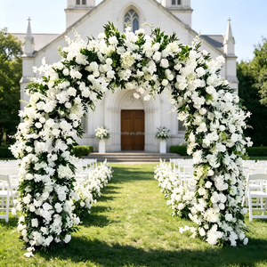 Kit de Flores para Arco de Boda Blanco, Diseño Cuadrado de Metal, para Decoración de Entrada de Pasillo y Fondo de Iglesia, Decoración para Eventos - Product Image 1