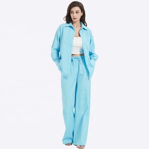Ensembles de vêtements de détente pour femmes, ensembles de survêtement d'automne, chemise pour femmes, <span class=keywords><strong>pantalon</strong></span> palazzo, ensemble deux pièces, vêtements pour femmes - Product Image 4