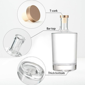 100 ml 380ml 500ml <span class=keywords><strong>750ml</strong></span> rõ ràng hình tròn siêu <span class=keywords><strong>Flint</strong></span> chai thủy tinh cho Gin Rum Vodka Whisky Brandy với nút chai - Product Image 4