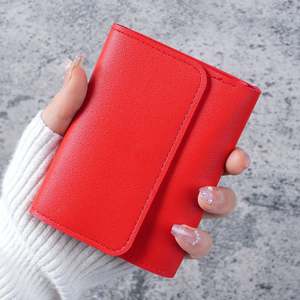 Minimalist Short Women's Trifold Wallet with Stitching Detail PU Leather Multi-functional <b>Card</b> Holder Coin Purse - Product Image 6