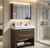 Meubles de salle de bain modernes sur pied avec miroir inclus, en PVC résistant à l'eau, style canadien, pas cher, d'occasion