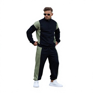Conjunto Deportivo para Hombre, Color Sólido, Sudadera con Cierre de Cremallera, Manga Larga, Cierre con Cordón, Bolsillos Laterales, Ropa Casual de Otoño, Secado Rápido - Product Image 1