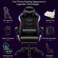 Nouvelle Chaise de Bureau Ergonomique Grand Dossier RGB en Cuir Synthétique avec Fonction Massage et Pivotante, Idéale pour le Gaming et l'Usage Professionnel