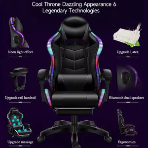 Neuer Ergonomischer Computer-Gaming-Stuhl mit Hoher Rückenlehne und RGB-Beleuchtung, Chefsessel aus Kunstleder mit Massagefunktion, Stoffbezug, Drehbar, für das Büro - Product Image 5