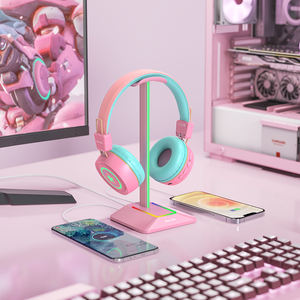 Nieuw Ontwerp 2 Usb-Poort Headset Koptelefoon Haak Houder Roze Led Rgb Hoofdtelefoon Stand Gaming Usb Hub Headset Standaard - Product Image 4