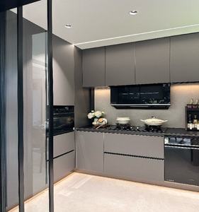 Proyecto Hotelero en Italia 2026: Conjunto de Cocina Modular Moderna con Fregadero de Tablero de Melamina y Muebles de Diseño de Gabinete de Cocina Portátil - Product Image 3