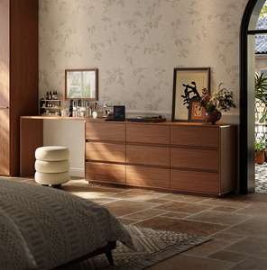 XHA New Chinese Style Integrated Solid Wood <b>Vanity</b> Dresser L-shaped Retractable Makeup <b>Table</b> for Master Bedroom - Product Image 2