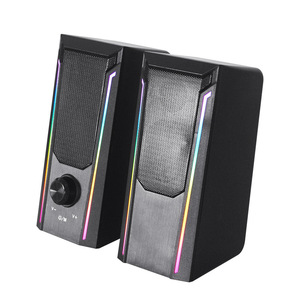 ลำโพงคอมพิวเตอร์ตั้งโต๊ะ ไฟ LED RGB ที่ขับเคลื่อนด้วย USB เสียงสเตอริโอ ดีไซน์กะทัดรัด พร้อมปุ่มควบคุมระดับเสียง สำหรับการเล่นเกมและการใช้งานในสำนักงาน - Product Image 3