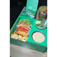 Maßgefertigte QSR Takeaway Einweg-Verpackung für Smash Hamburger Burger Combo mit Getränkehalter Pommes Frites Gebratenes Hähnchen Fast-Food-Verpackung