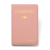Porte-passeport personnalisé en cuir PU Saffiano rose, organiseur de documents de voyage avec ensemble d'étiquettes de bagages