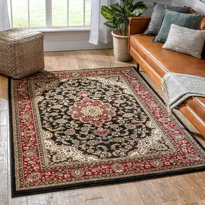 古典波斯花卉图案手工打结人造丝地毯客厅地毯