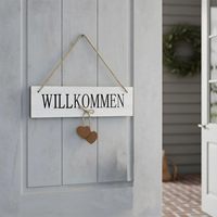 Lot de 2 Panneaux de Bienvenue en MDF, Cœur en Bois, Décoration Murale pour Porte de Ferme, Décoration de Porte, Décoration de Bienvenue