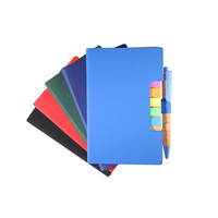 Carnet à spirale portable le plus vendu, ensemble de blocs-notes en cuir de vachette, stylo multi-imprimé, notes adhésives, autocollants amovibles 11,6x14,5cm