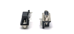 ขั้วต่อ D-SUB 9P แบบตัวเมียสำหรับ PCB แบบงอ: DR-9S แบบตัวเมีย ล็อคแบบง่าม ฉนวนสีดำเคลือบทองบางส่วน 90 องศา - Product Image 6