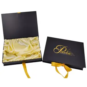 定制硬纸板折叠磁铁可折叠纸折叠包装盒豪华黑色磁性礼品盒