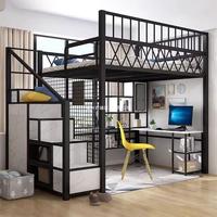 Platzsparendes Multifunktionales Metall-Hochbett mit Schreibtisch unter dem Bett, Robuster Eisenrahmen Etagenbett