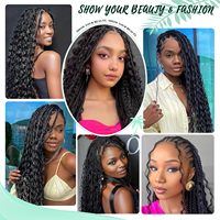 Extensions de cheveux synthétiques en vrac, 20 pouces, bouclés crépus, pour réparation de dreadlocks, tresses et torsades, noir naturel teint, trame simple
