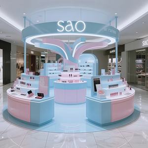 <strong>Yoshing</strong> LED Lighting Modern Customized Cosmetic Shop Display Shelf Cabinet for Makeup Store Interior Design - Product Image 1