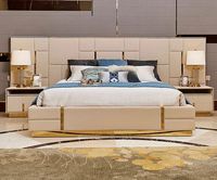 Meubles de chambre à coucher de luxe surdimensionnés en bois et cuir, design italien moderne, capitonnés, tailles spéciales, avec rangement, pour hôtels et villas