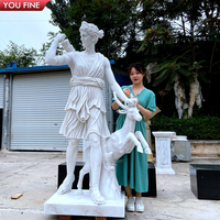 YOUFINE décoration de terrain de chasse exquise Antique grandeur nature blanc Artemis marbre Diana Hunter Dieu Statue à vendre