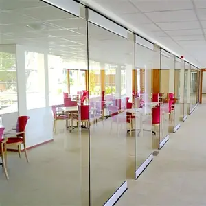 Beweegbare Aluminium Gehard Frame Geluid Proof Kantoor Muur Glas Partitie Voor Kantoor Conferentie