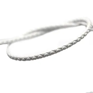 Dia 3mm bianco intrecciato cavo di cuoio rotondo filo di corda per la collana fai da te braccialetto gioielli che fanno risultati