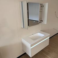 Meuble-lavabo mural moderne personnalisé, écologique et durable, avec miroir intelligent, résistant à l'eau, pour usage hôtelier