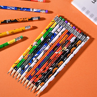 Promotion : Ensemble de crayons en bois effaçables HB standard avec dessins 3D mignons de dessins animés, pour l'école et les enfants, avec gomme, en vrac, thème Halloween