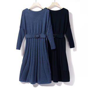 <span class=keywords><strong>Robe</strong></span> en <span class=keywords><strong>laine</strong></span> tricotée à manches longues pour femmes, nouvelle collection - Product Image 1