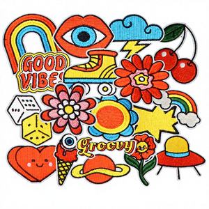 Moderne, individuell bestickte Aufbügelapplikationen mit Merrow-Maschinenstickerei aus Polyester für Kleidung, Hüte, Jeans, Jacken, Taschen und Rucksäcke - Product Image 1