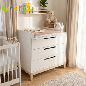 Commode à <span class=keywords><strong>langer</strong></span> moderne blanche pour bébé avec rangement, meubles de chambre d'enfant en bois massif pour enfants de 0 à 3 ans - Product Image 2