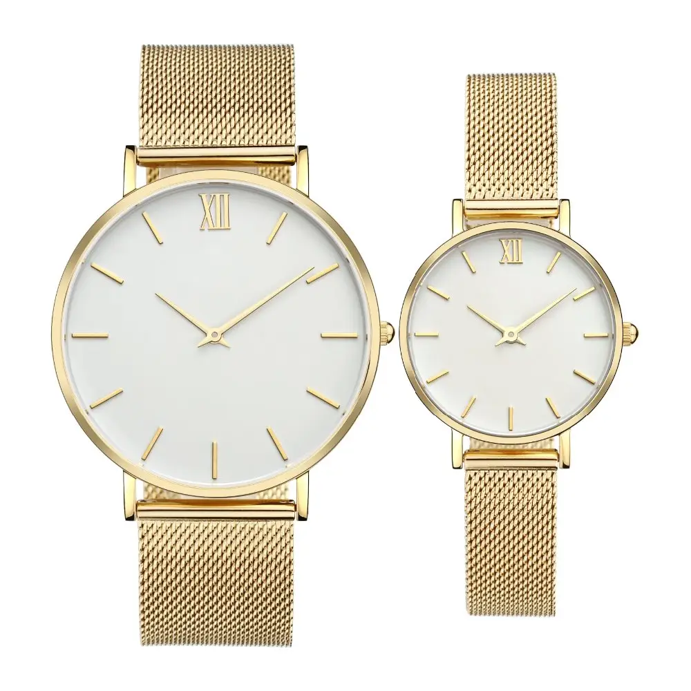 Klassieke Quartz Janpan Roestvrij Staal Terug Paar Paar Horloge Met Uw Logo Legering Horloges
