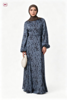 Robe longue imprimée en mousseline de soie florale pour femme, entièrement doublée, opaque, personnalisée OEM, idéale pour les soirées estivales
