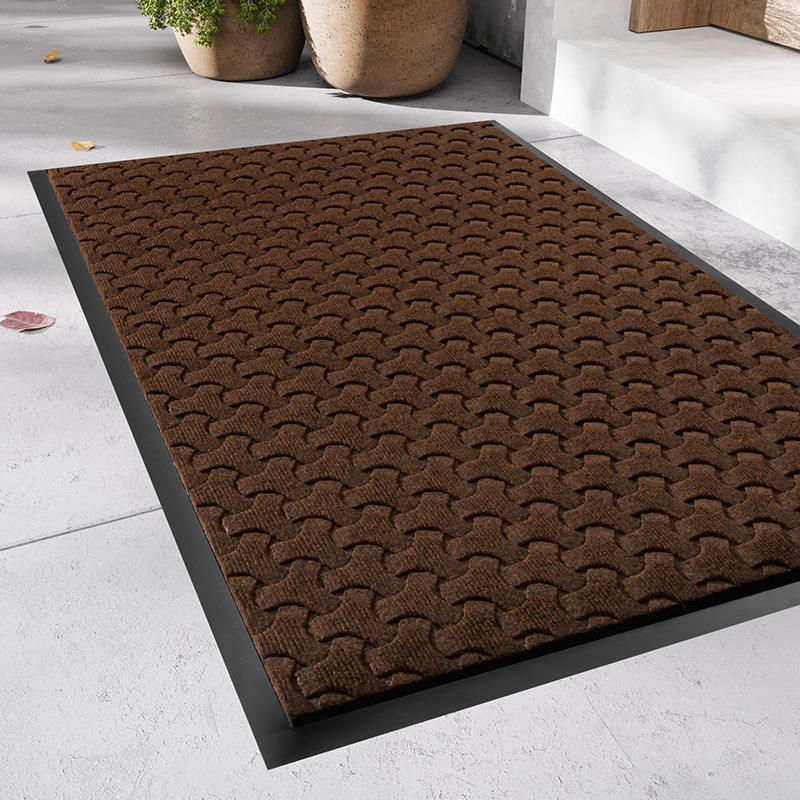 Tapis d'entrée en polyester - Triangle marron