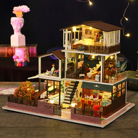 Villa à 3 étages en bois à construire soi-même, mini-diorama 3D avec éclairage LED, maison de poupée, cadeau artisanal STEM pour adultes et enfants