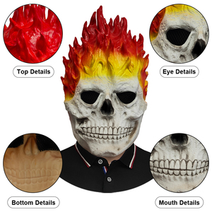 Máscara de Látex de Calavera Flameante de <span class=keywords><strong>Ghost</strong></span> <span class=keywords><strong>Rider</strong></span> para Halloween, Disfraz de Cosplay para Fiesta de Disfraces, Accesorios de Juego de Rol, Personalizable - Product Image 3