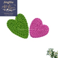 Patch Cœur au Crochet Fait Main, Applique Tricotée à la Main pour Chaussures et Décoration de Vêtements pour Enfants DIY