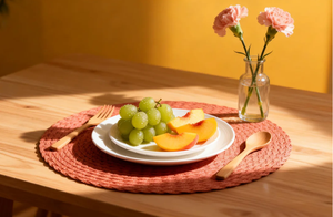 モダンスタイル半手織りラウンドリネンテーブルPlacematホームアンチスキャルディング生地織りプレイスマットクラシックなデザイン - Product Image 4