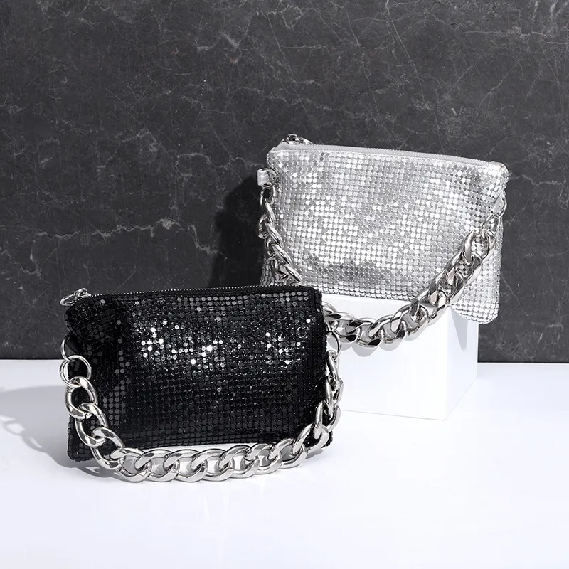 2022 Wholesale New Handbags Aluminum Sheet Sequins Banquet Evening Bags Women's Underarm Dinner Bag Clutch Purse