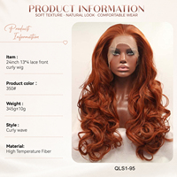 Perruques synthétiques 13x4 Frontal Premium Curly Wave résistantes à la chaleur, boucles françaises, perruques complètes en dentelle frontale pour femmes, idéales pour les fêtes