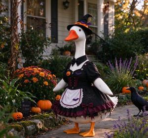 Déguisement de Sorcière d'Halloween pour Oie de Porche, Tenue de Décoration Extérieure pour Jardin et Pelouse - Product Image 5