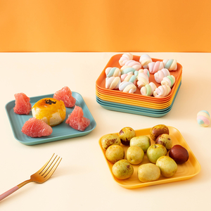 Piatti Rotondi/Rettangolari in Paglia di Grano, Piatti per Insalata e Frutta in Plastica, Infrangibili, Adatti a Microonde e Lavastoviglie per Casa e Ristorante - Product Image 5