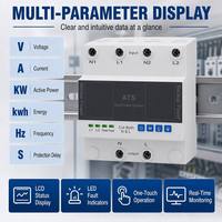 Commutateur de transfert automatique double alimentation Winston LGX-2 ATS à commande MCU 1-63A AC220V 50/60Hz 6kA Monophasé/Triphasé Montage sur rail DIN