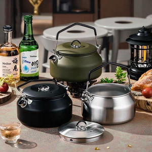 Suministros para exteriores, tetera de acero inoxidable 304 pulido de <span class=keywords><strong>1</strong></span> <span class=keywords><strong>litro</strong></span>, tetera de inducción de Gas lista para Picnic conveniente, utensilios de cocina imprescindibles - Product Image 2